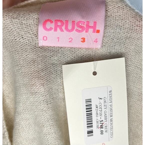 CRUSH Sz 3 L Gauzy Gabby Crew Oatmeal 100% Cashmere Sweater NWT - Picture 4 of 8